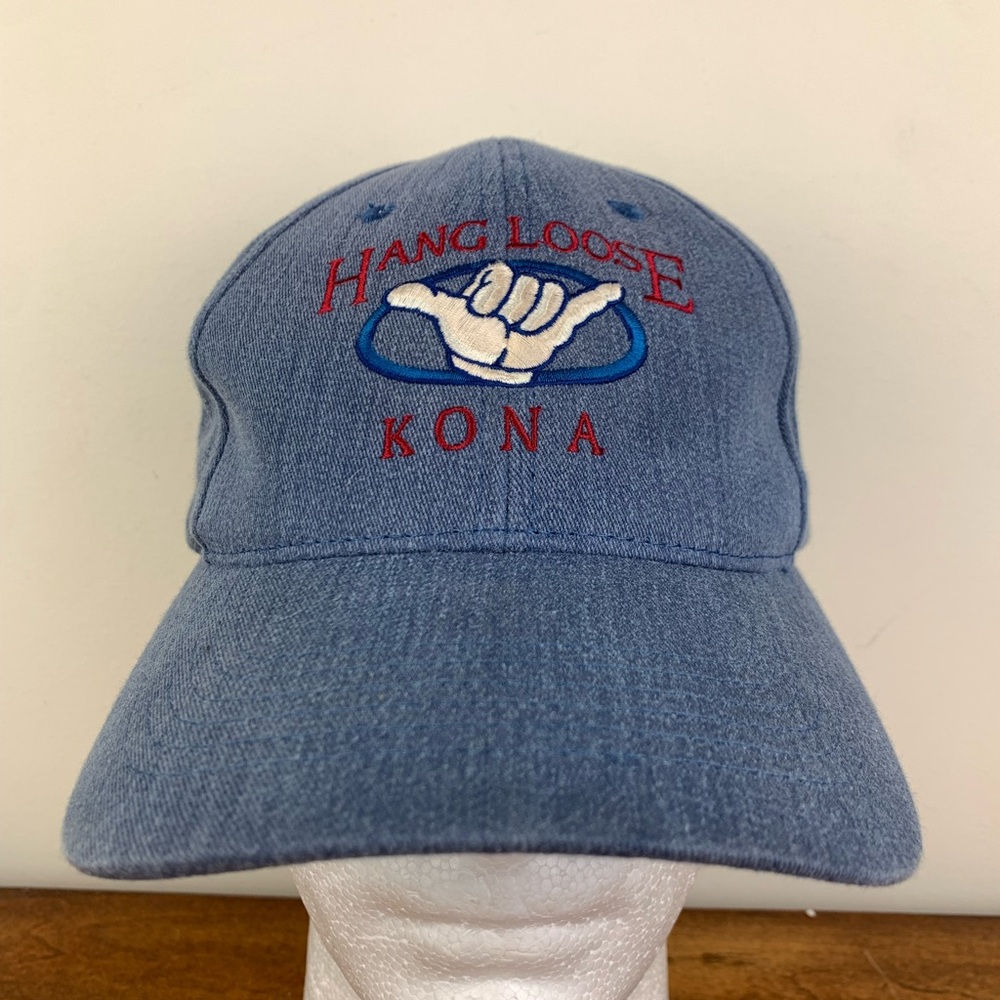 Hang Loose Kona Hawaii Hat Cap Vintage Snapback Adjustable Blue Spellout
